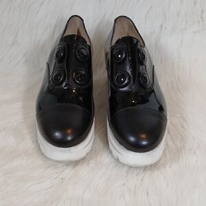 Clorinda Antinori The Eva Miro Nero Black Patent Leather Platform Shoes